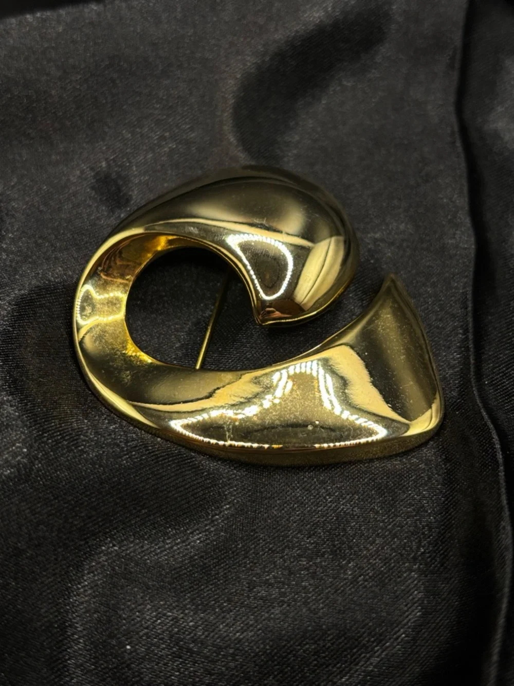 Maxine Denker Gold Sculptural Brooch ✨ Vintage Statement Pin